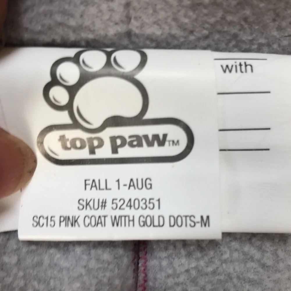 Top Paw Pink Ruffled Gold‎ Metallic Dots Puffy Fleece Lined Hoodie Jacket Coat M